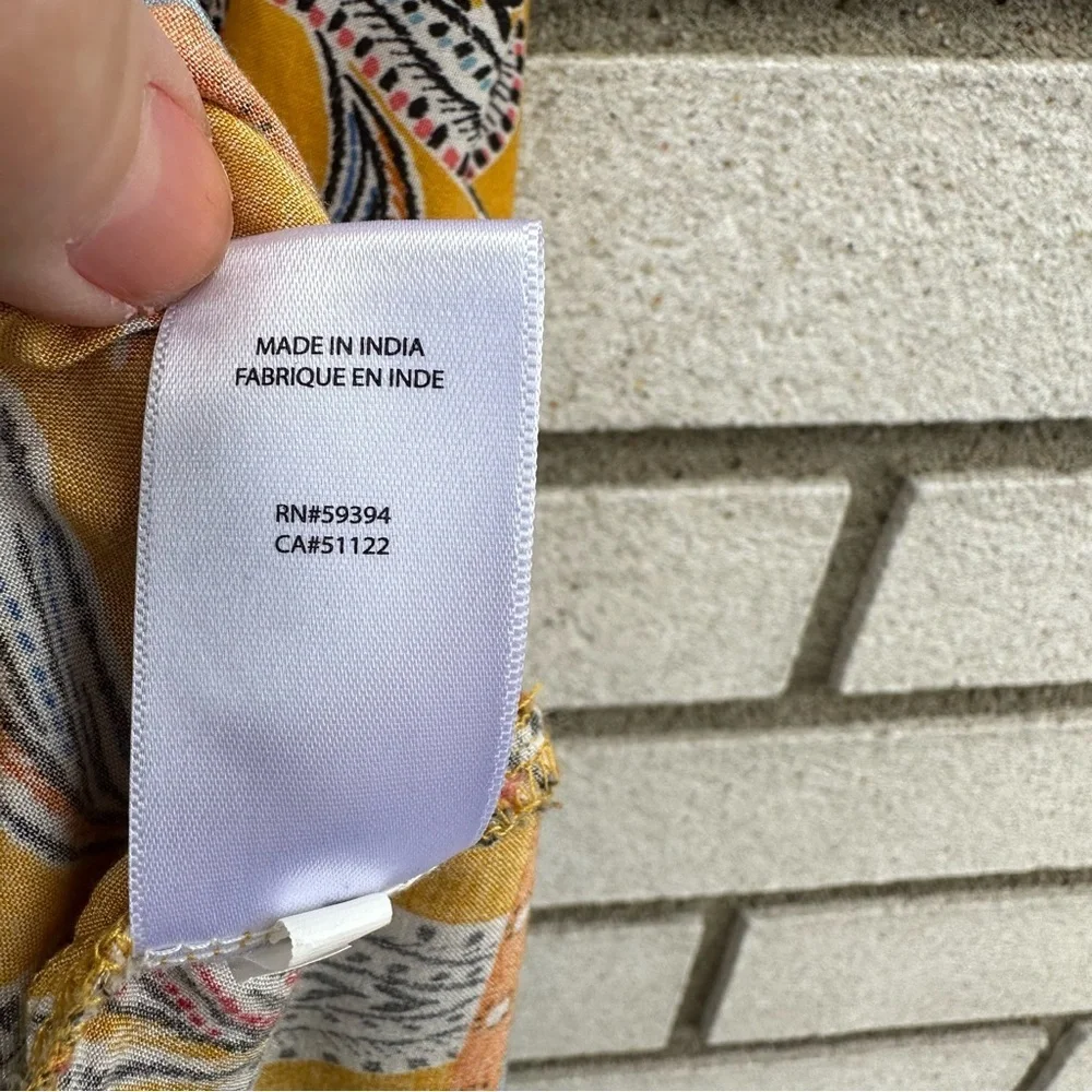 Beachlunchlounge Paisley Boho Marigold Yellow Sleeveless Shift Dress S Festival - Picture 6 of 9